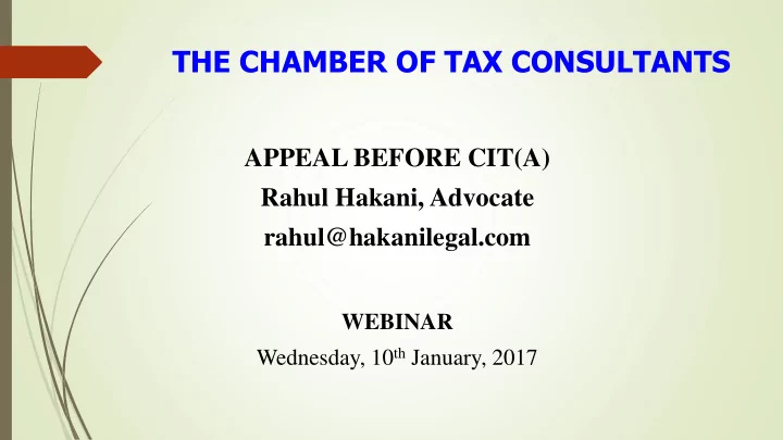 the chamber of tax consultants