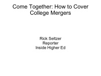 come together how to cover college mergers