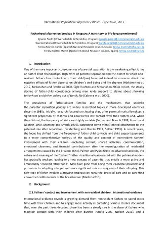 International Population Conference / IUSSP  Cape Town, 2017  Fatherhood after union breakup in