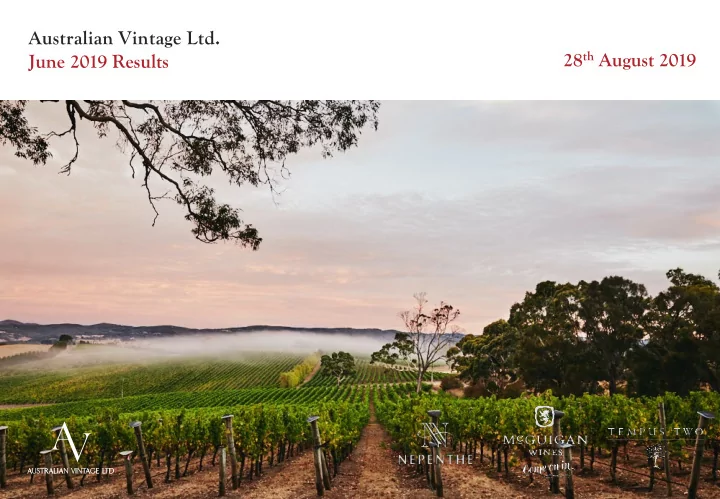australian vintage ltd 28 th august 2019 june 2019