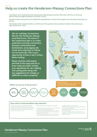 Help us create the Henderson-Massey Connections Plan  Local boards across Auckland have been