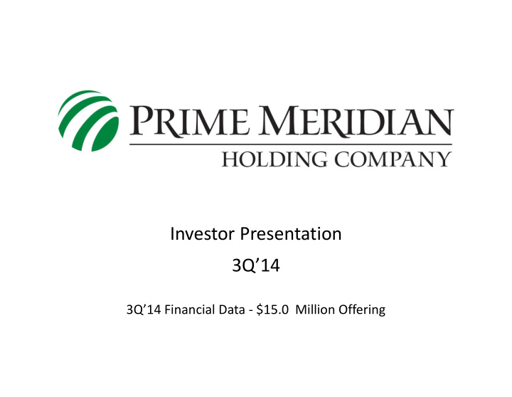 investor presentation 3q 14