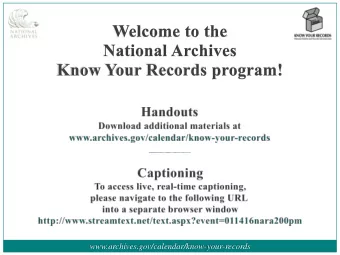 www.archives.gov/calendar/know-your-records  The National Archives and Records Administration