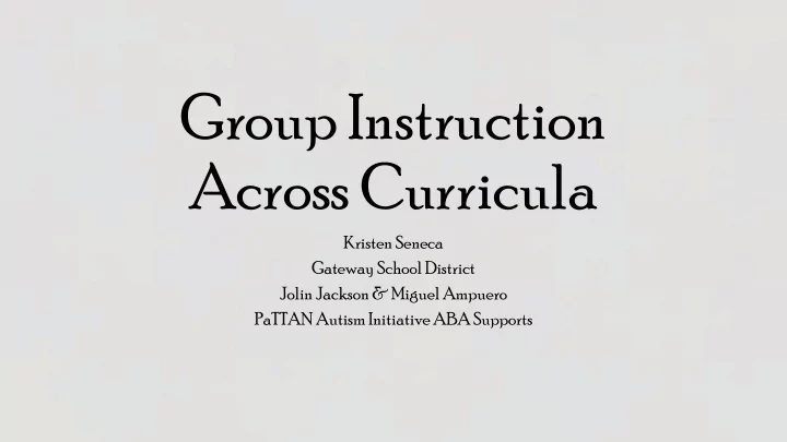 group instruction across curricula
