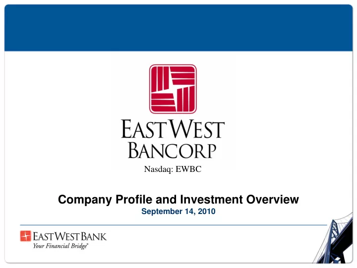 company profile and investment overview