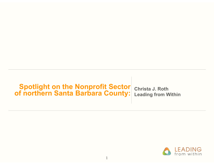 spotlight on the nonprofit sector