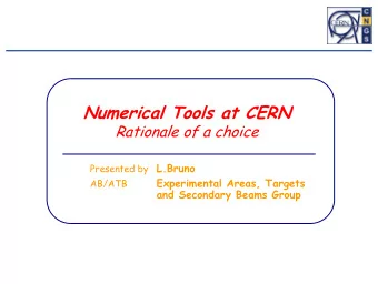Numerical Tools at CERN  Rationale of a choice Presented by L.Bruno  Experimental Areas, Targets