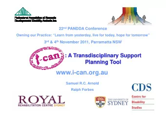 www.i-can.org.au  Samuel R.C. Arnold  Ralph Forbes  I-CAN v4.3  CAN v4.3  www.i-can.org.au  I CAN