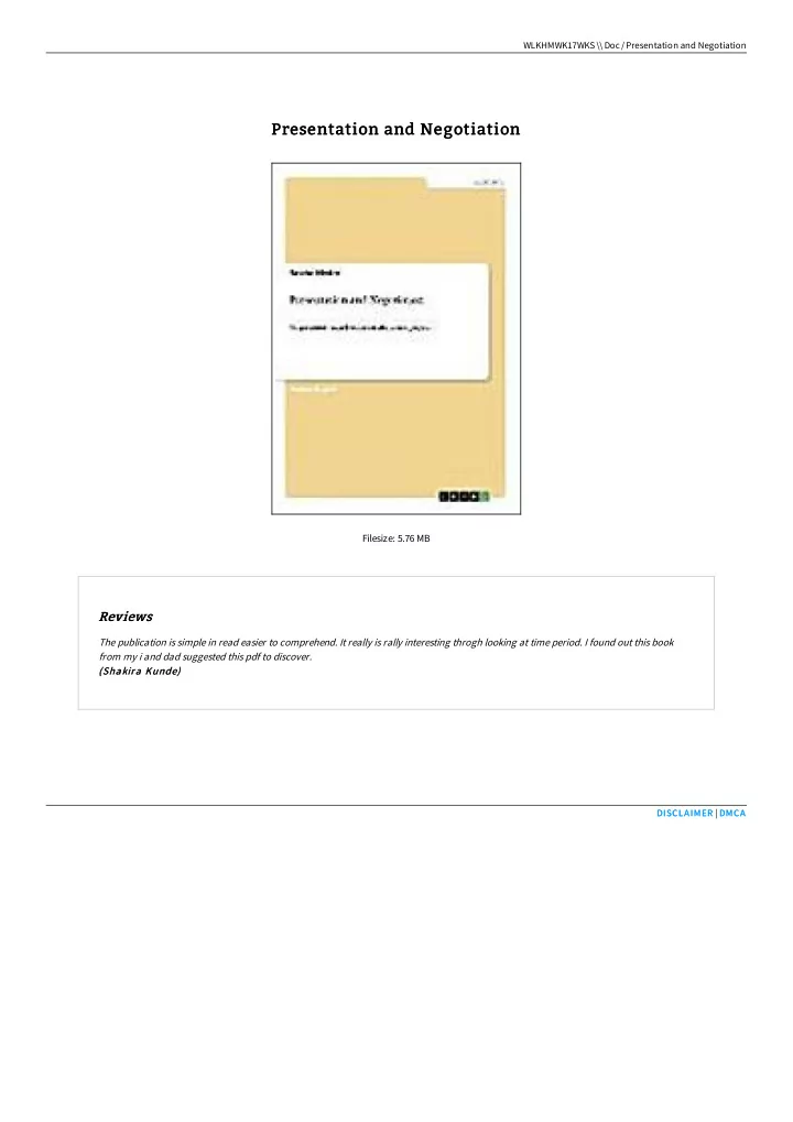 presentation and negotiation presentation and negotiation