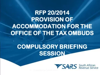 RFP 20/2014  2014  PROVISION  VISION OF  ACCOMMODATIO  COMMODATION  N FOR THE  OFFICE  FICE OF THE