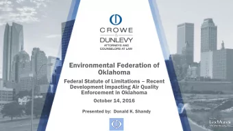 Environmental Federation of  Oklahoma Federal Statute of Limitations  Recent  Development