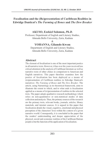 Focalisation and the (Re)presentation of Caribbean Realities in  &amp;  Edwidge Danticat's  and