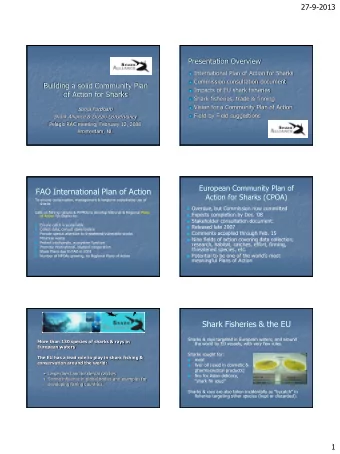 Sharks sought for:  The EU has a lead role to play in shark fishing &amp;  meat    conservation