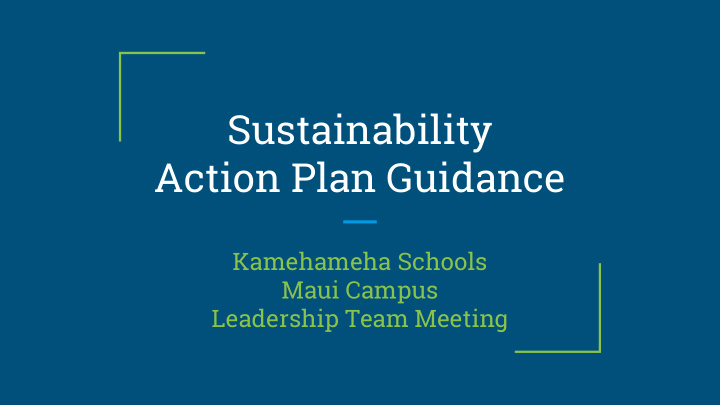 sustainability action plan guidance