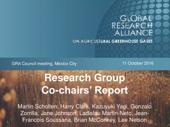 Research Group Co- chairs Report  Martin Scholten, Harry Clark, Kazuyuki Yagi, Gonzalo