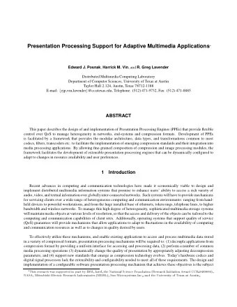 Presentation Processing Support for Adaptive Multimedia Applications   Edward J. Posnak ,
