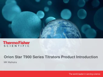 Orion Star T900 Series Titrators Product Introduction  MK Malhotra  The world leader in serving