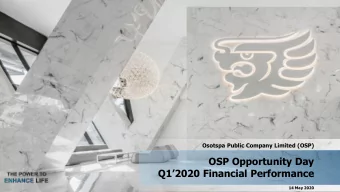 Q12020 Financial Performance  14 May 2020  Disclaimer Statements included or incorporated in