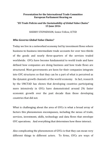 Who Governs Global Value Chains?  Today we live in a networked economy led by investment flows