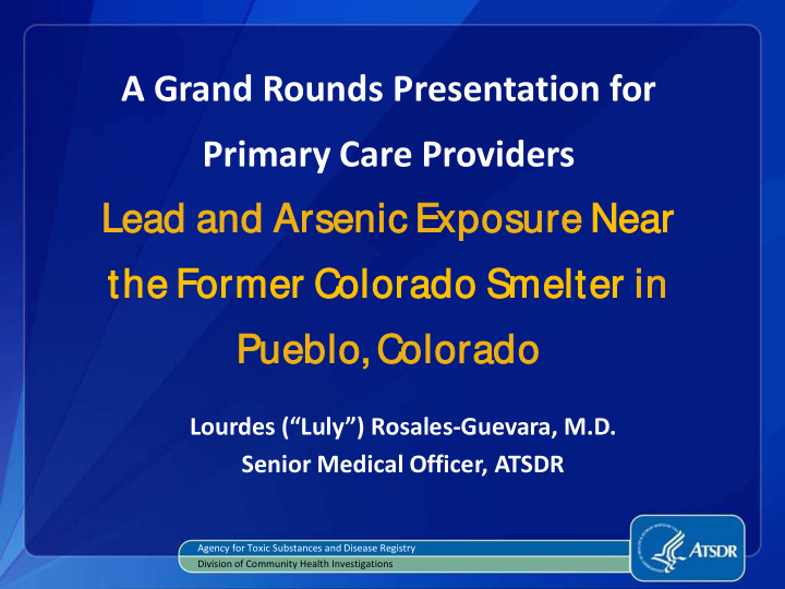 a grand rounds presentation for primary care providers