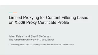 Limited Proxying for Content Filtering based  on X.509 Proxy Certificate Profile  Islam Faisal* and