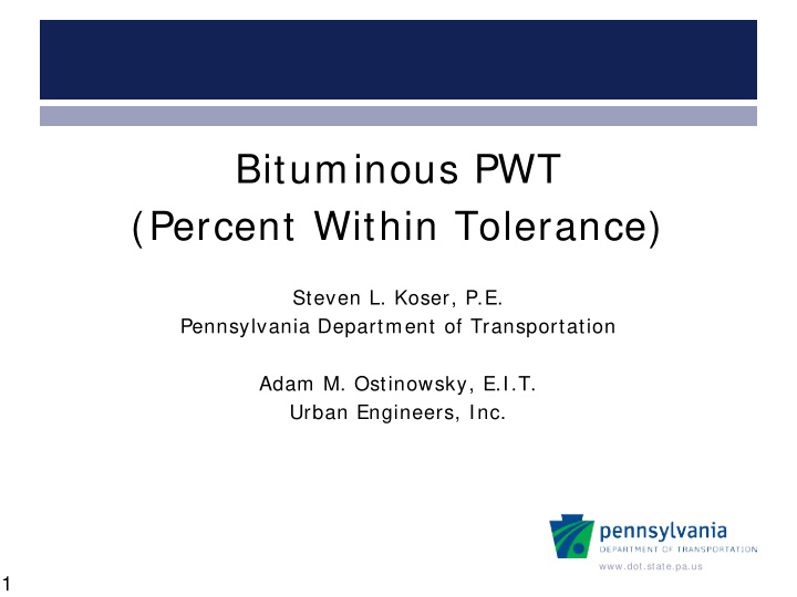 bituminous pwt percent within tolerance