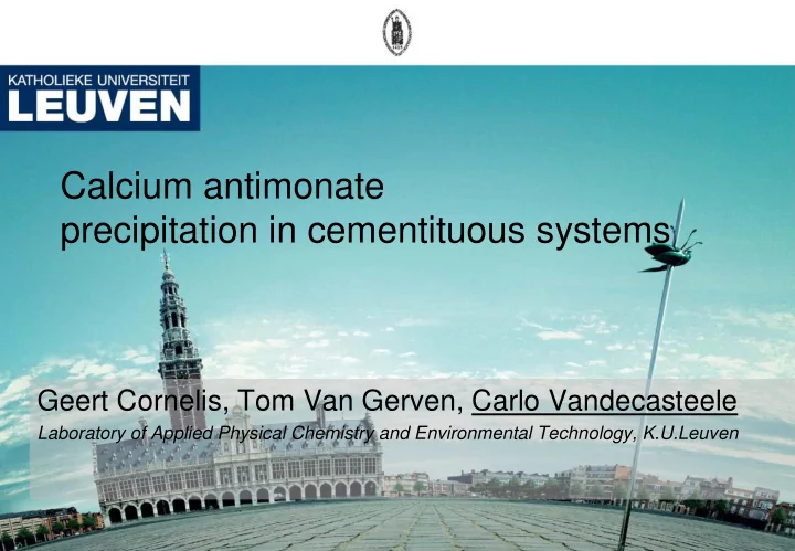 calcium antimonate precipitation in cementituous systems