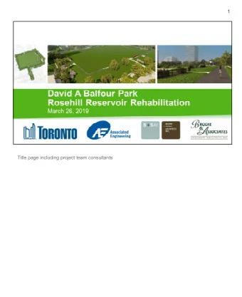 1  Title page including project team consultants  2  An agenda for the evening meeting and includes