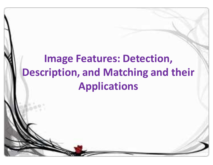 image features detection description and matching and