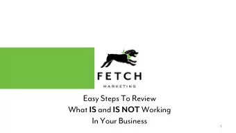 Easy Steps To Review What IS and IS NOT Working  In Your Business  1  What is Fetch Marketing?