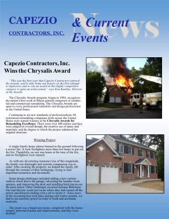 CONTRACTORS, INC.  &amp; Current  Events  Capezio Contractors, Inc.  Wins the Chrysalis Award
