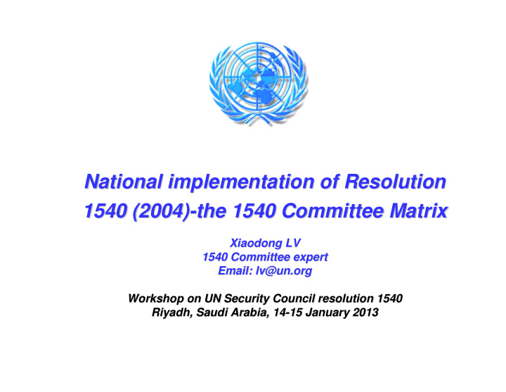 national implementation of resolution national