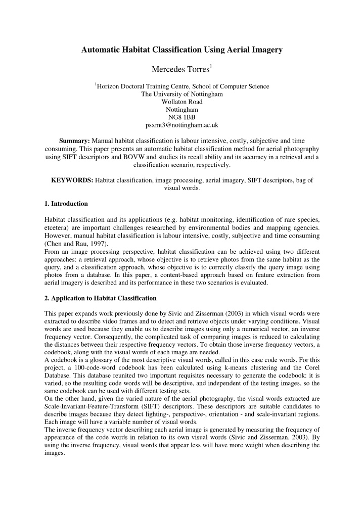 automatic habitat classification using aerial imagery