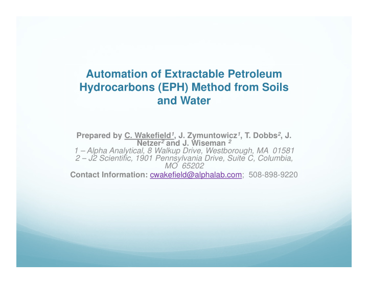 automation of extractable petroleum hydrocarbons eph
