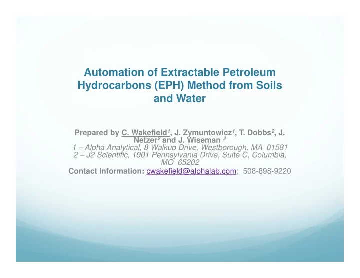 automation of extractable petroleum hydrocarbons eph