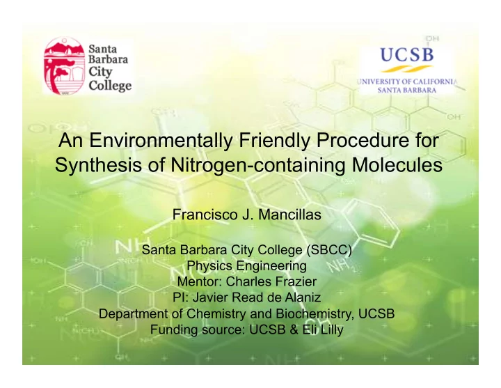 synthesis of nitrogen containing molecules