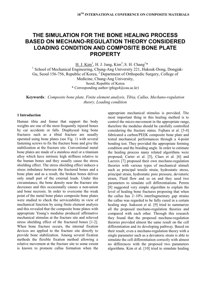 the simulation for the bone healing process based on