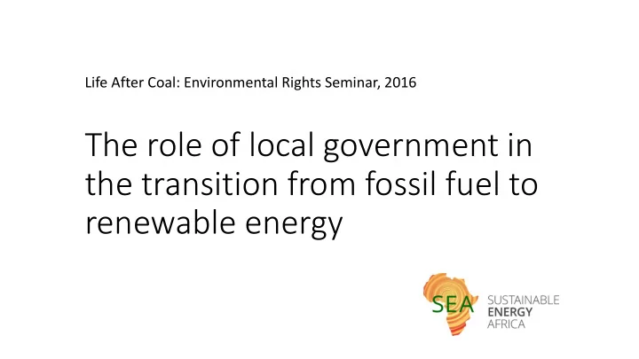 the role of local government in the transition from