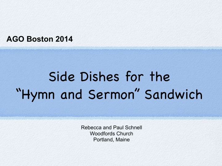 side dishes for the hymn and sermon sandwich