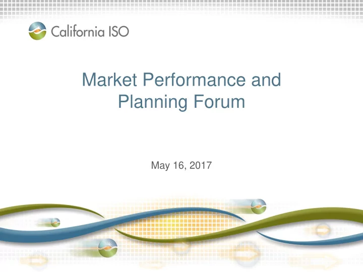 market performance and planning forum