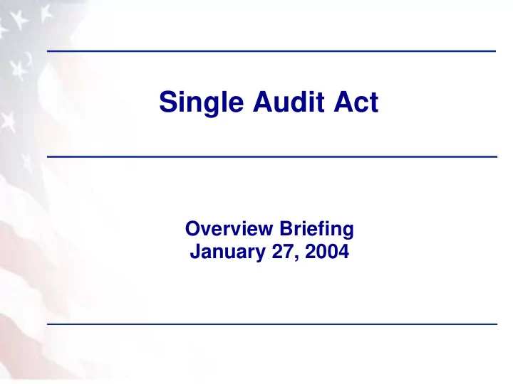 single audit act