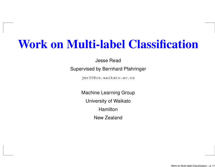 work on multi label classification