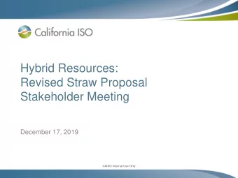 Revised Straw Proposal  Stakeholder Meeting  December 17, 2019  CAISO Internal Use Only  CAISO