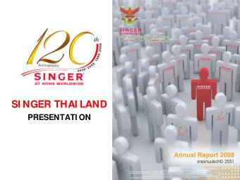 SI NGER THAI LAND  PRESENTATI ON  Presentation Topics  Business  Company Overviews  I