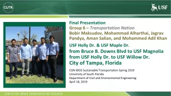 City of Tampa, Florida  CGN 6933 Sustainable Transportation Spring 2019  University of South