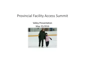 Provincial Facility Access Summit Valley Presentation May 25/2016  Model  12 communities