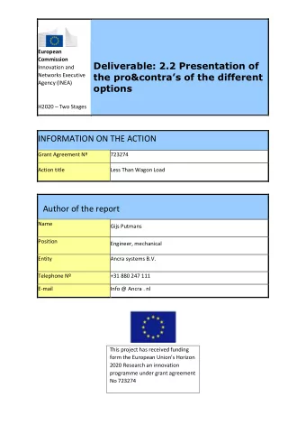 Commission  Deliverable: 2.2 Presentation of  Innovation and  the pro&amp;contras of the