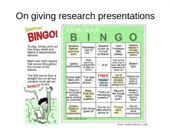 On giving research presentations  Pick a paper  Pick your target  Consider your interests