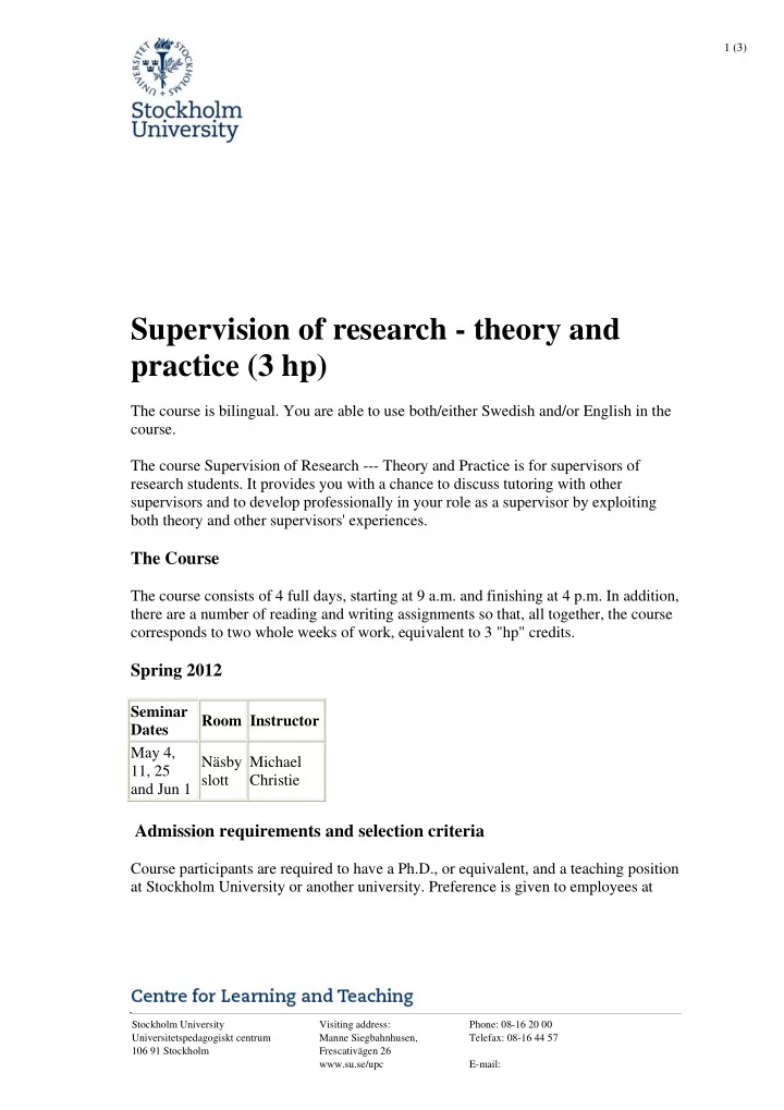 supervision of research theory and practice 3 hp