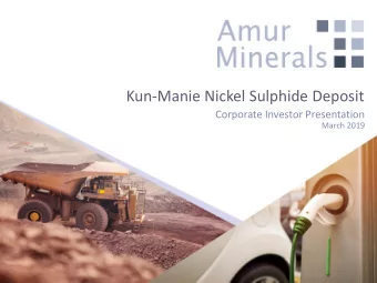 Kun-Manie Nickel Sulphide Deposit  Corporate Investor Presentation  March 2019  Disclaimer The